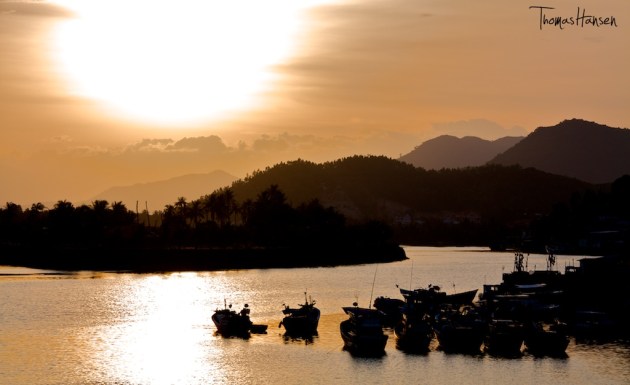 Boats at Sunset in Nha Trang - Vietnam