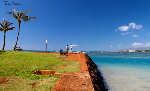 Fishing at Magic Island - Hawaii